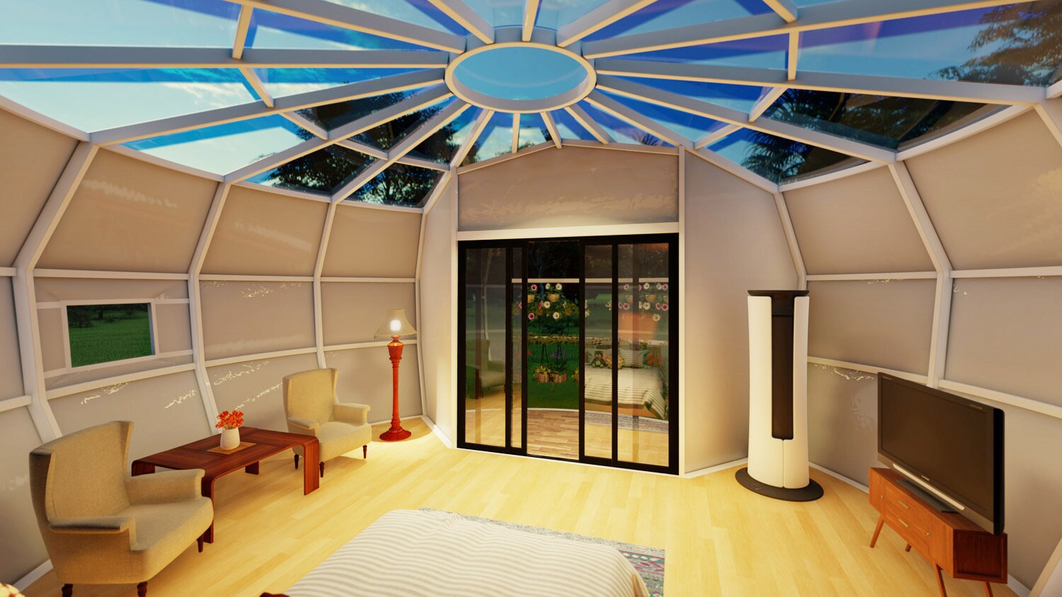 Domester Dome 21ft diameter Luxury Domester Executive Living Dome DRD2100